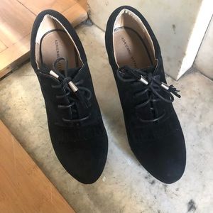Adrienne Vittadini Black Suede Booties, Size 7, Excellent Condition